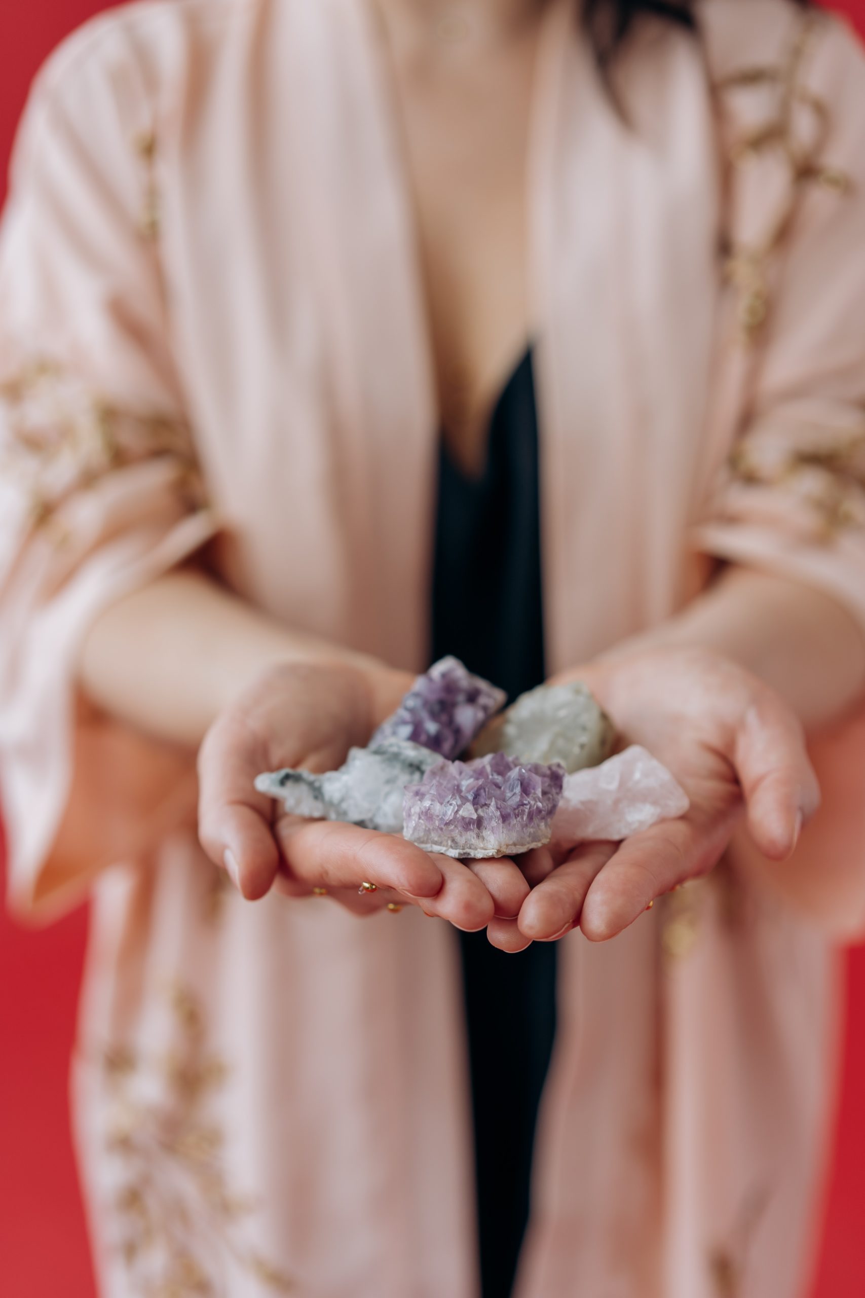 Woman holding crystals