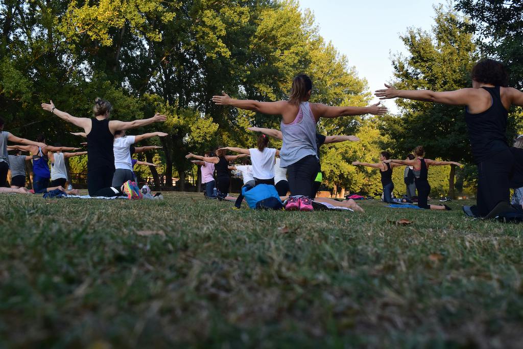 gather with your community for group yoga together
